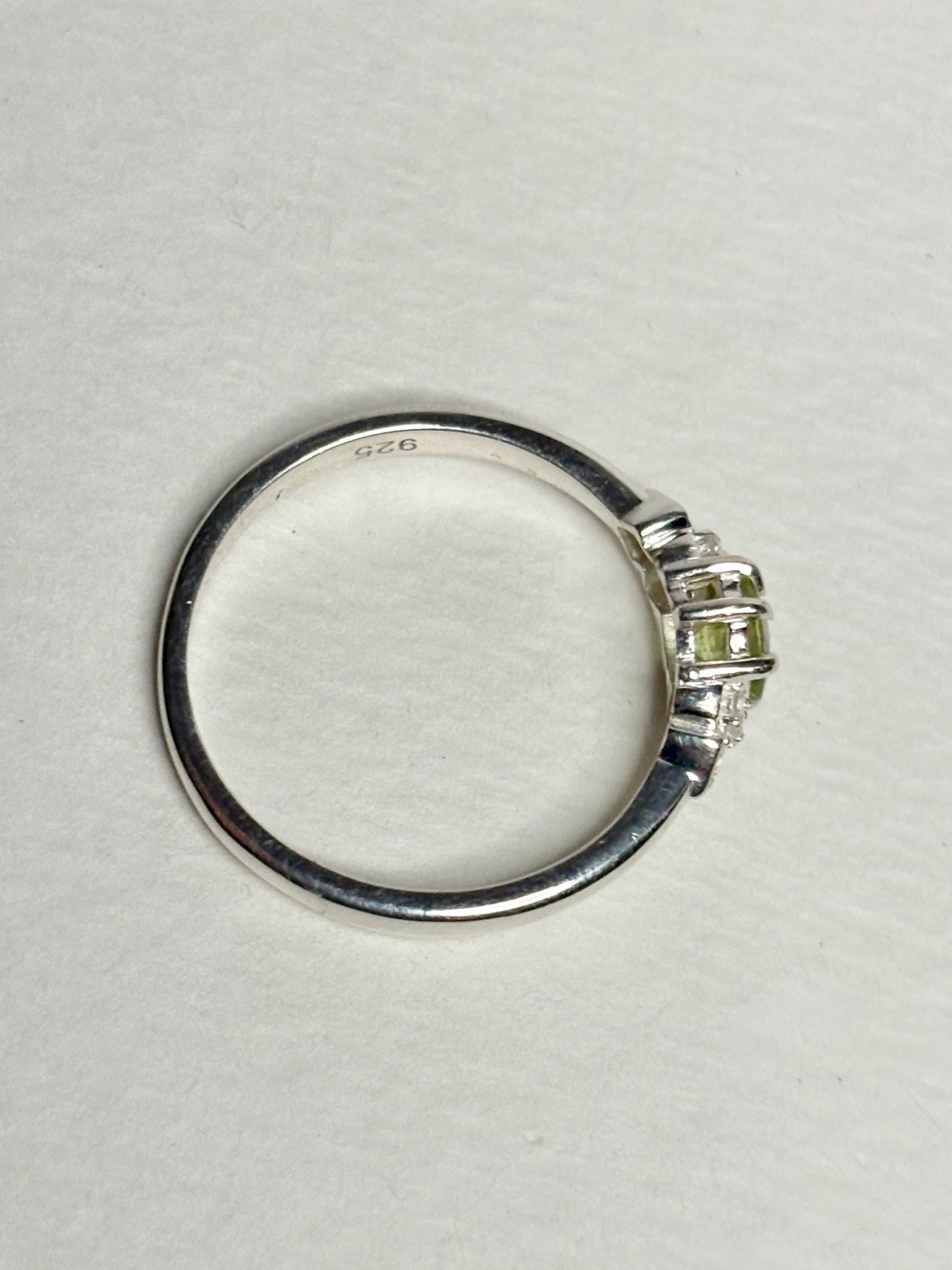 Pala California Light Green Tourmaline and Zircon Ring in Sterling Silver size 7 - NewLifeJewelryVault
