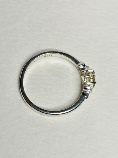 Pala California Light Green Tourmaline and Zircon Ring in Sterling Silver size 7 - NewLifeJewelryVault