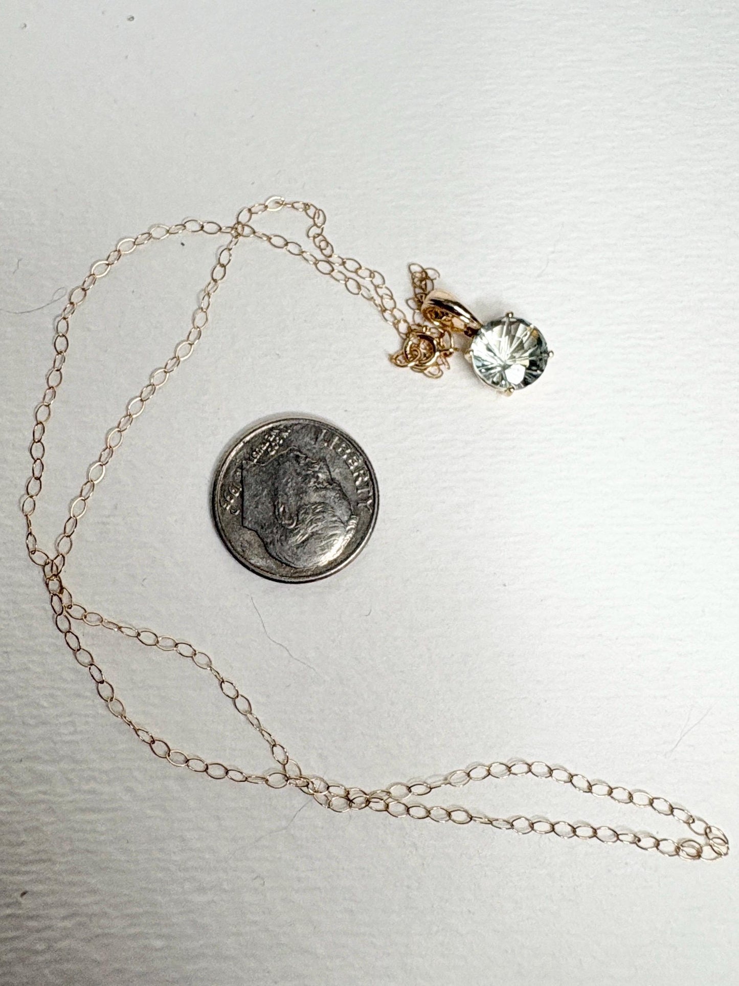 Fancy Cut Prasiolite Solitaire Pendant Necklace 9k Gold 16" - NewLifeJewelryVault