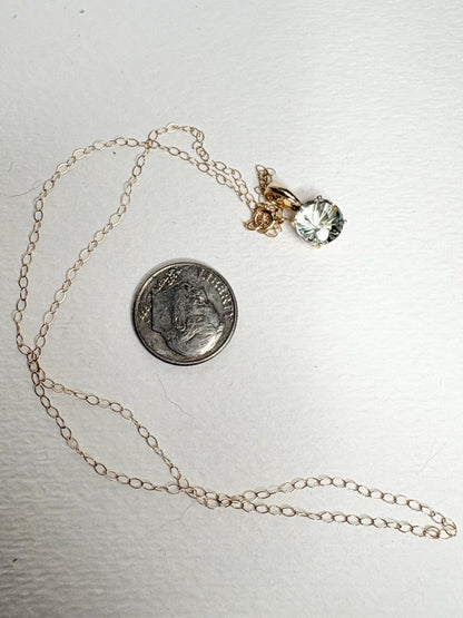 Fancy Cut Prasiolite Solitaire Pendant Necklace 9k Gold 16" - NewLifeJewelryVault