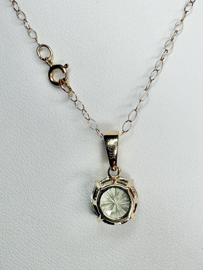 Fancy Cut Prasiolite Solitaire Pendant Necklace 9k Gold 16" - NewLifeJewelryVault