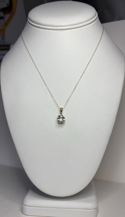 Fancy Cut Prasiolite Solitaire Pendant Necklace 9k Gold 16" - NewLifeJewelryVault