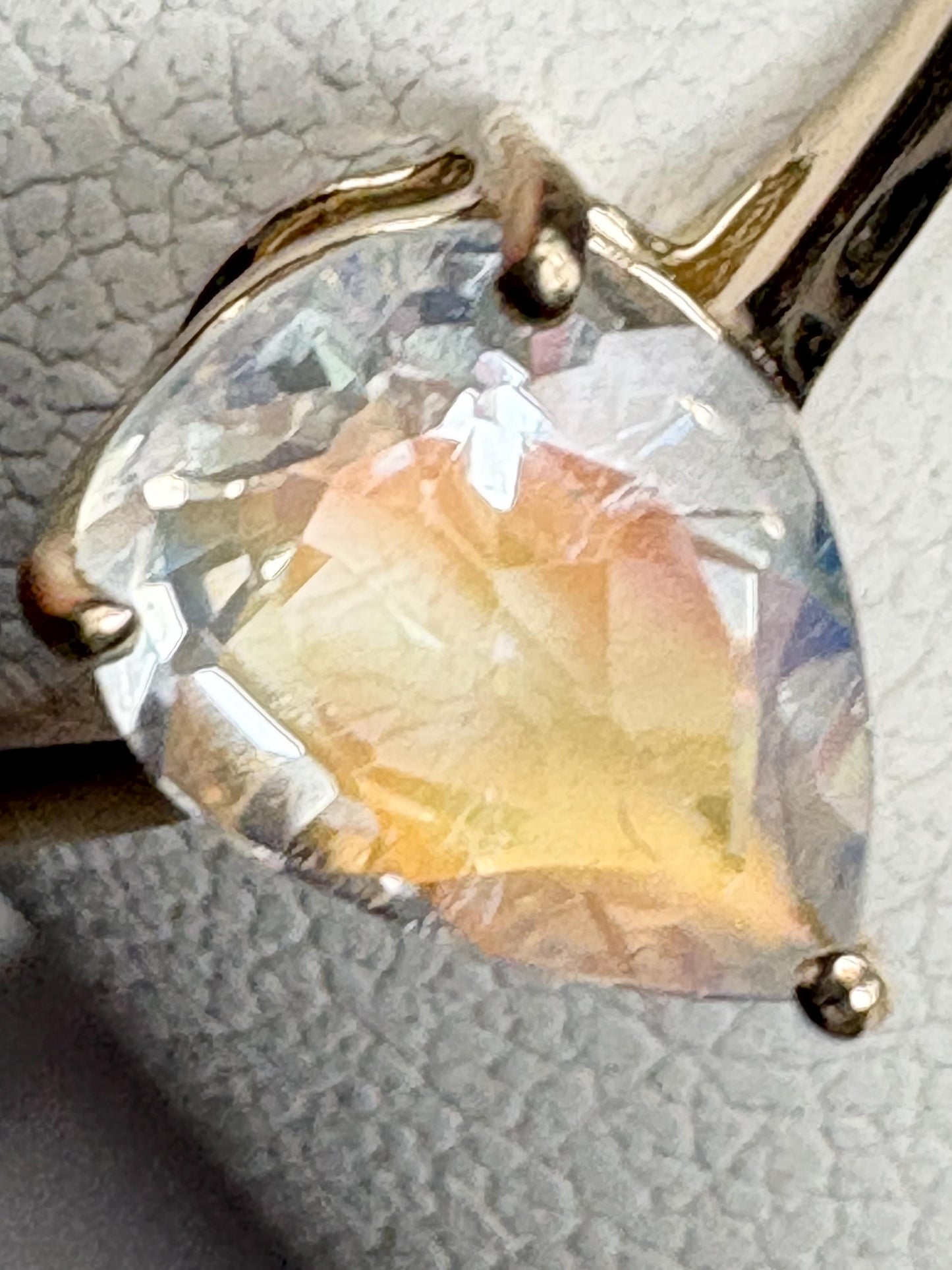 Madagascar Rainbow Moonstone Pear Solitaire Ring 9k Gold size 7 - NewLifeJewelryVault