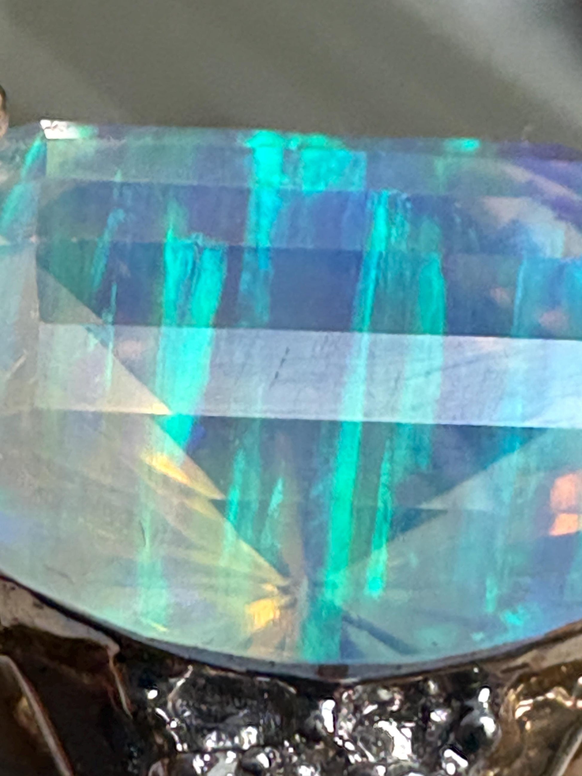 Fancy Cut Crystal Opal and Diamond Ring Solid 10k Gold size 6.75 - NewLifeJewelryVault