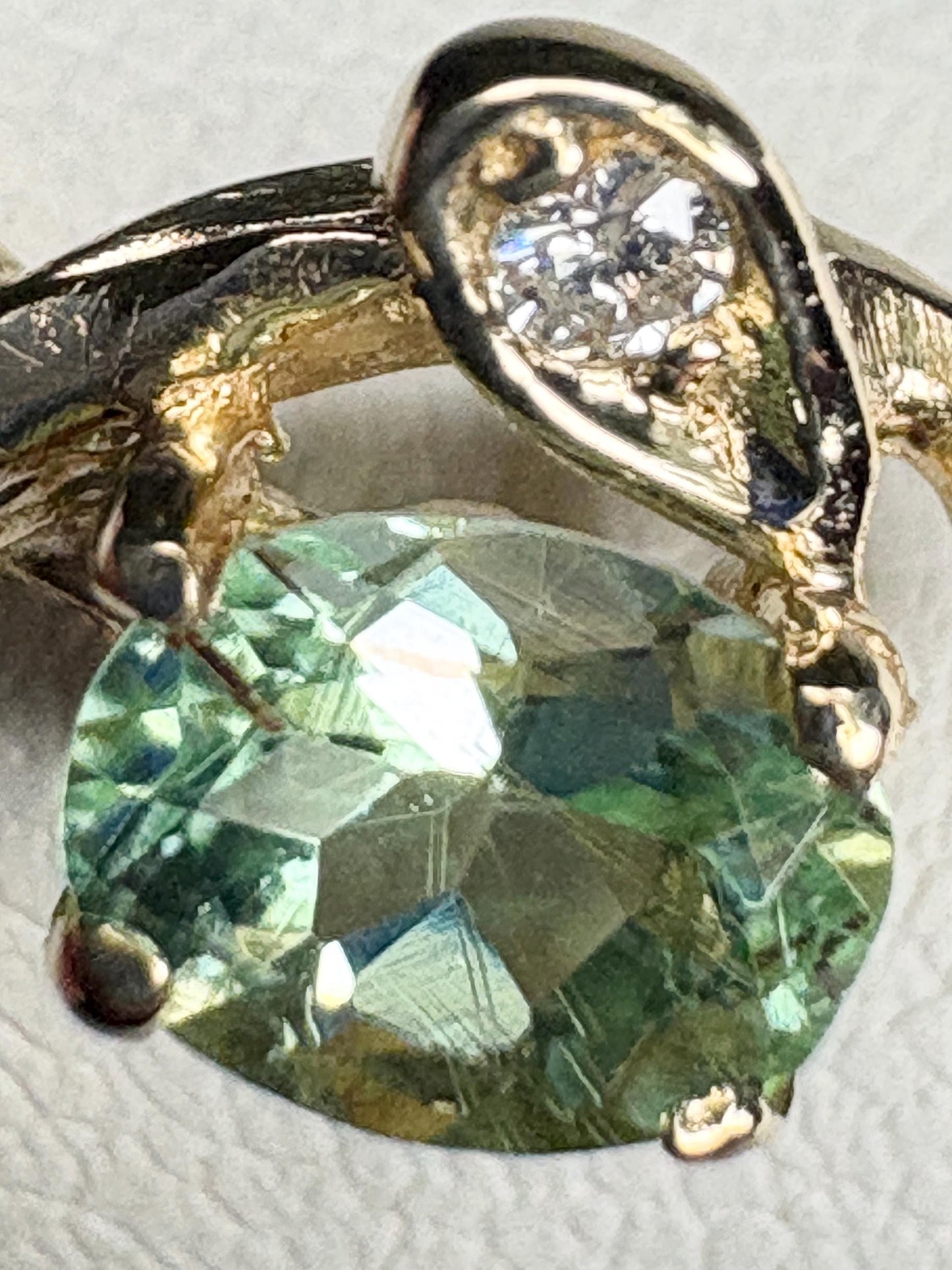 Paraiba Tourmaline from Mozambique and Diamond Cascading Ring Solid 14k Gold size 6.25 - NewLifeJewelryVault