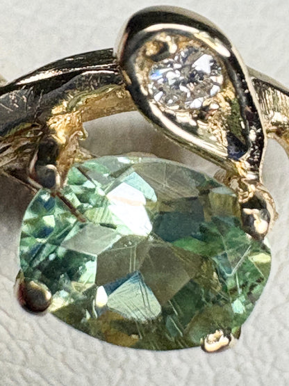 Paraiba Tourmaline from Mozambique and Diamond Cascading Ring Solid 14k Gold size 6.25 - NewLifeJewelryVault