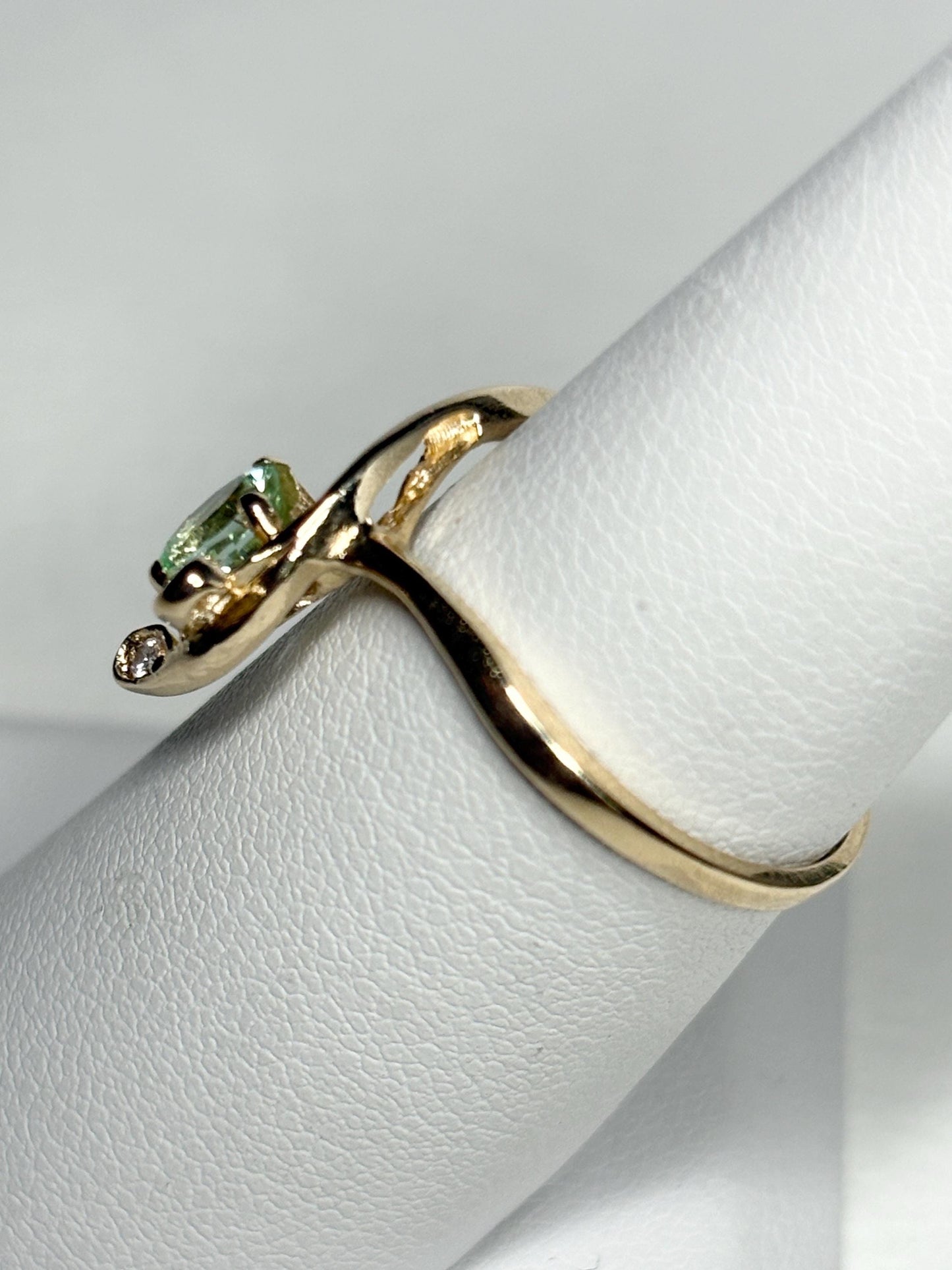 Paraiba Tourmaline from Mozambique and Diamond Cascading Ring Solid 14k Gold size 6.25 - NewLifeJewelryVault
