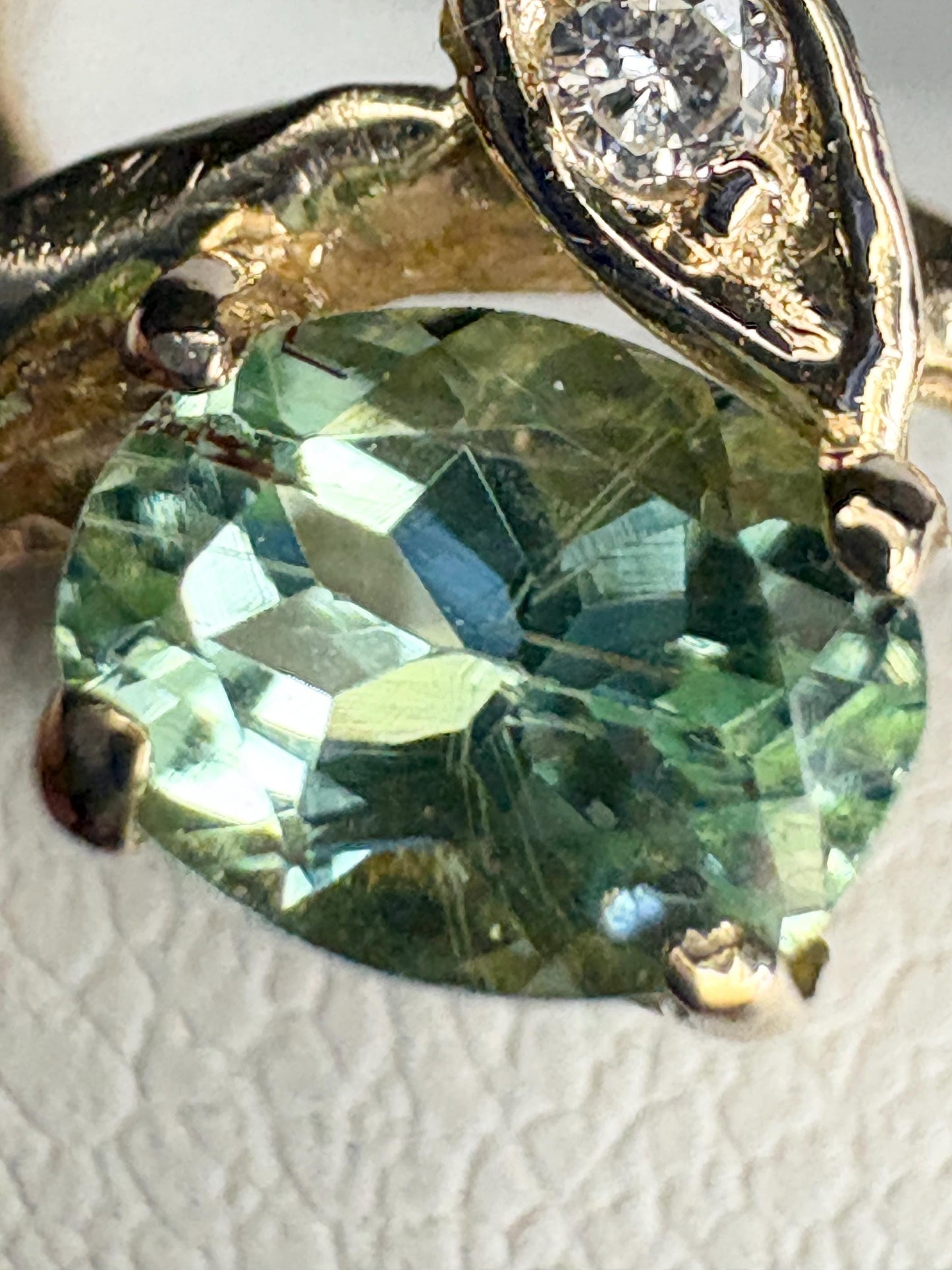 Paraiba Tourmaline from Mozambique and Diamond Cascading Ring Solid 14k Gold size 6.25 - NewLifeJewelryVault