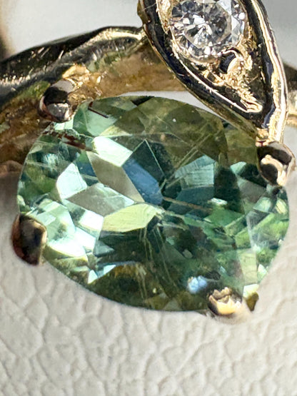 Paraiba Tourmaline from Mozambique and Diamond Cascading Ring Solid 14k Gold size 6.25 - NewLifeJewelryVault