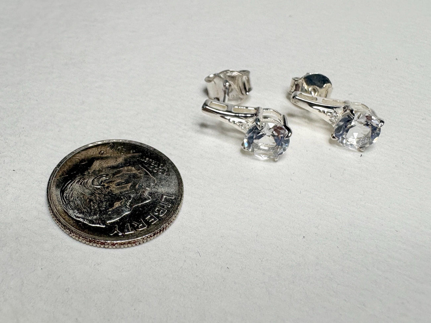 Quartz and Zircon Drop Stud Earrings Sterling Silver - NewLifeJewelryVault