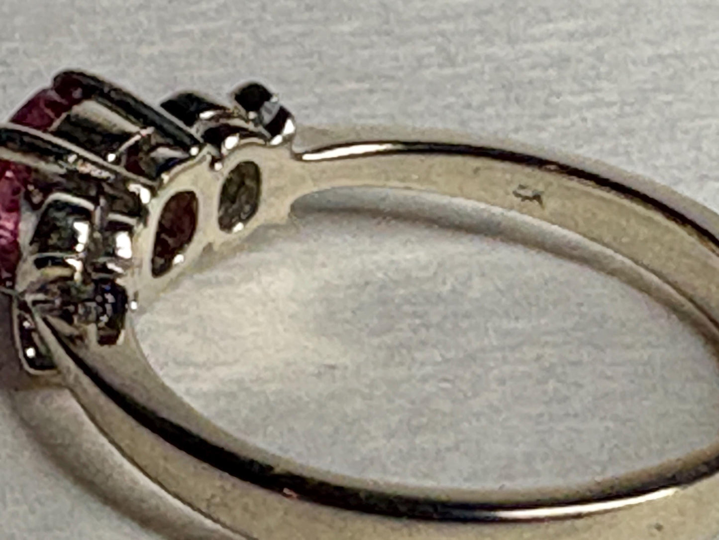 Pink Tourmaline and Diamond Ring Solid 14k White Gold size 6.5 - NewLifeJewelryVault