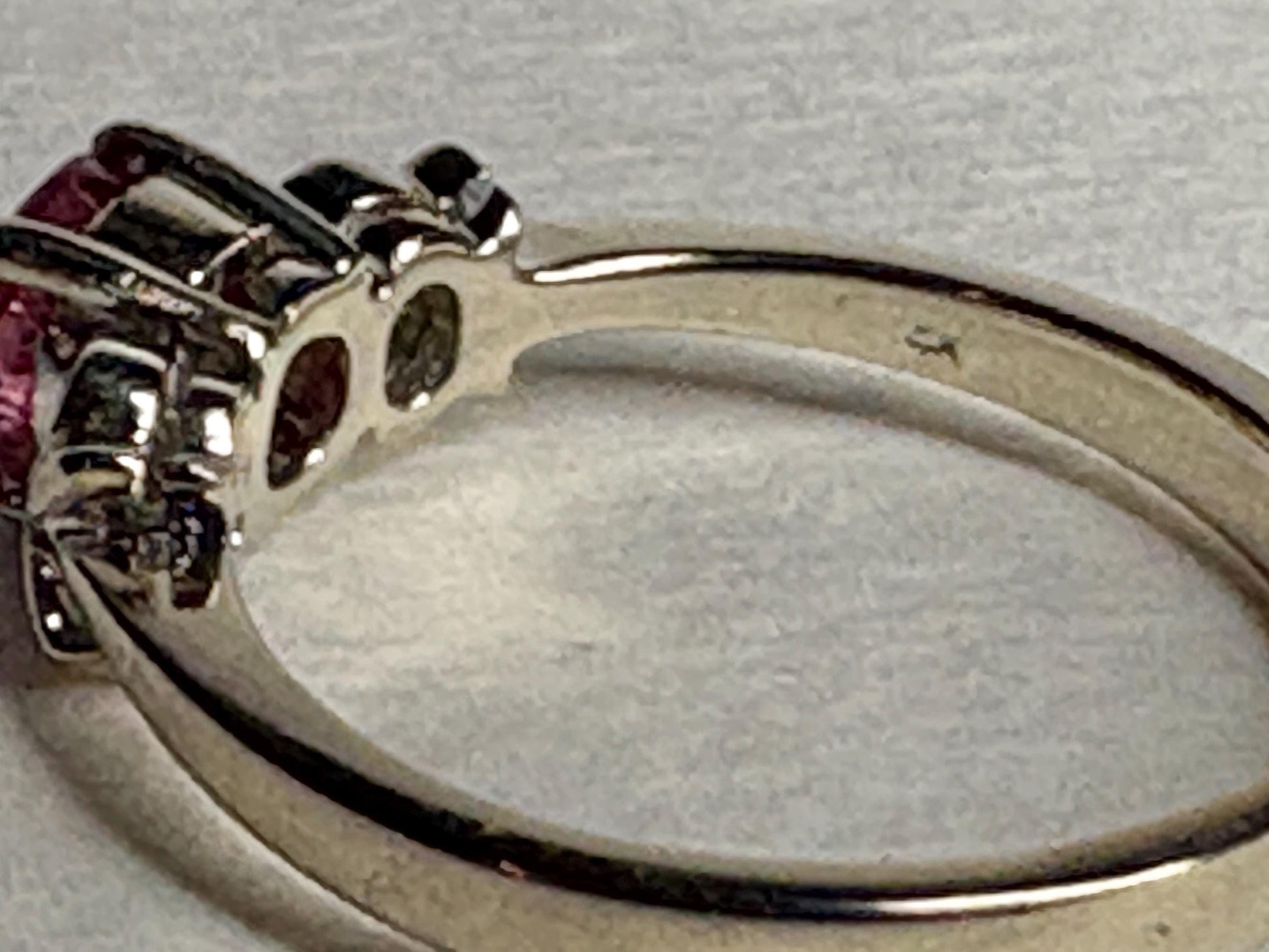 Pink Tourmaline and Diamond Ring Solid 14k White Gold size 6.5 - NewLifeJewelryVault