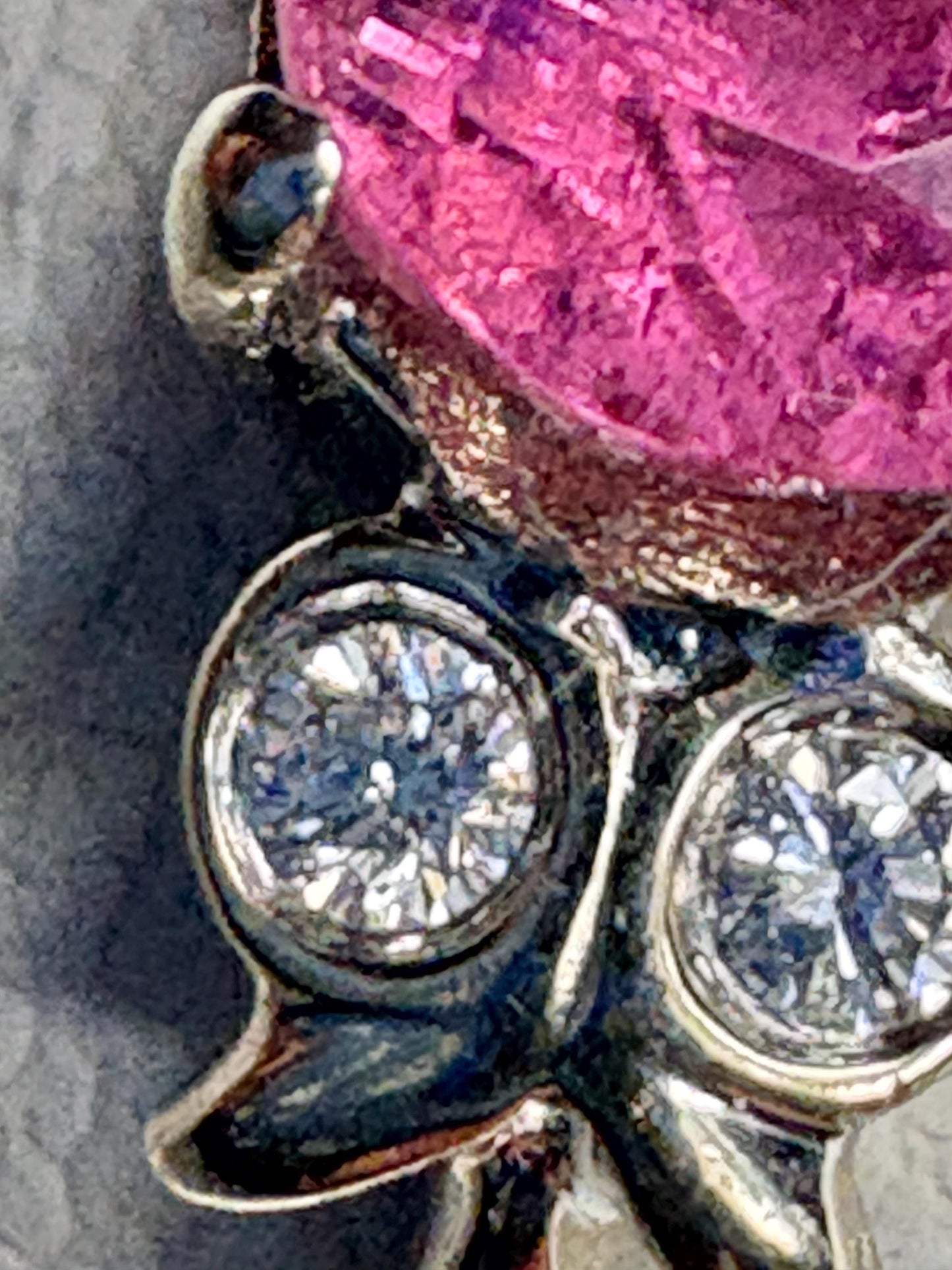 Pink Tourmaline and Diamond Ring Solid 14k White Gold size 6.5 - NewLifeJewelryVault