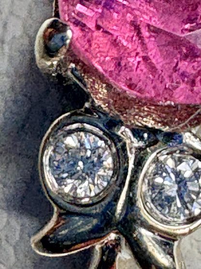 Pink Tourmaline and Diamond Ring Solid 14k White Gold size 6.5 - NewLifeJewelryVault
