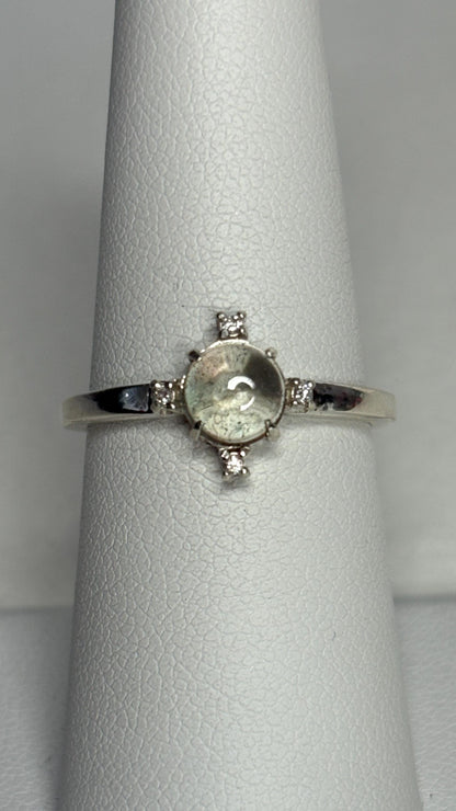 Oregon Sunstone Bi Color and Diamond Ring Sterling Silver size 7 - NewLifeJewelryVault