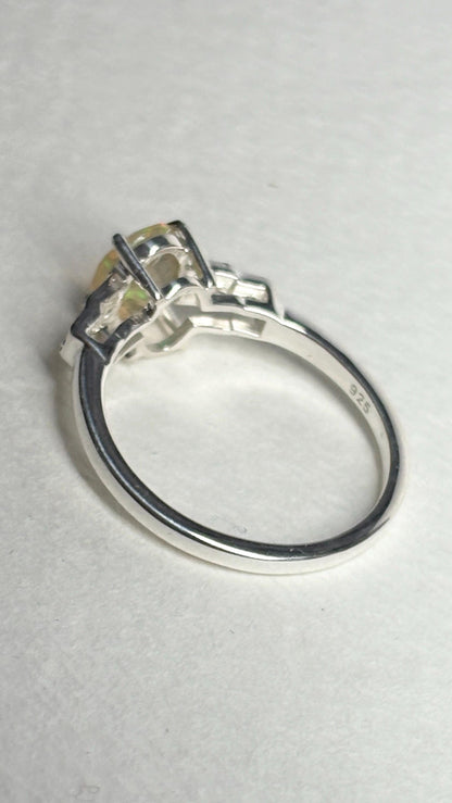 Ethiopian Wello Opal and Zircon Ring in Sterling Silver size 7 - NewLifeJewelryVault