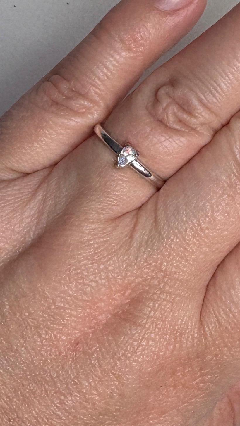 Madagascar Rainbow Moonstone Tear Pear Solitaire Ring in Sterling Silver size 7 - NewLifeJewelryVault