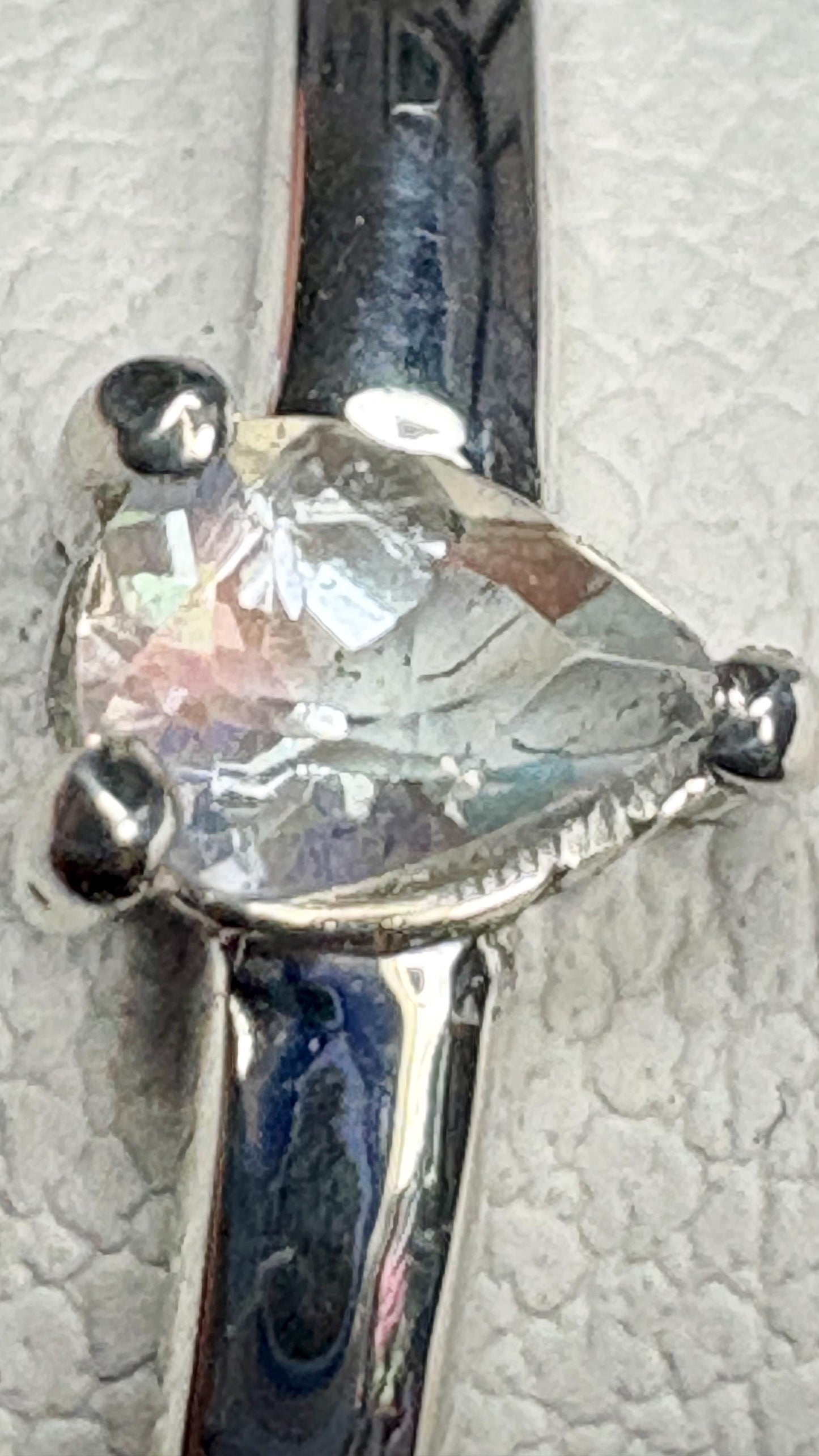 Madagascar Rainbow Moonstone Tear Pear Solitaire Ring in Sterling Silver size 7 - NewLifeJewelryVault
