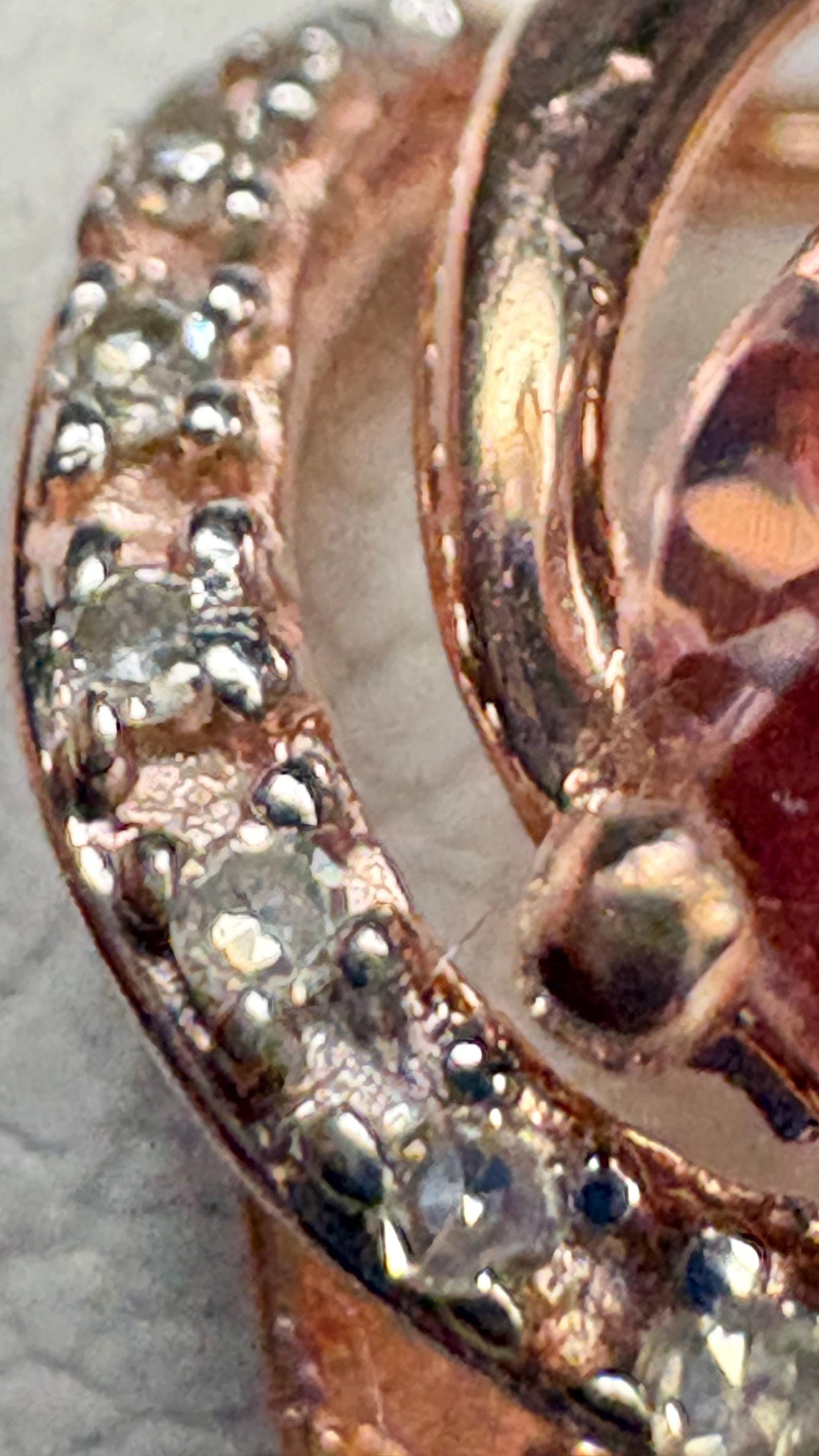 Natural Rose Pink Zircon and Diamond Swirl Ring Solid 10k Rose Gold size 6.75 - NewLifeJewelryVault