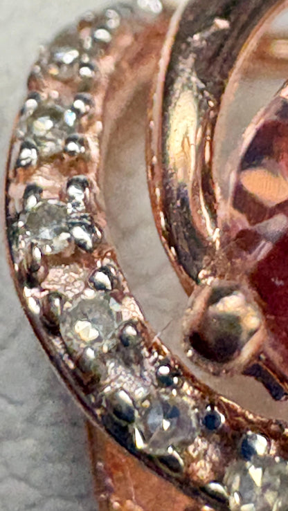 Natural Rose Pink Zircon and Diamond Swirl Ring Solid 10k Rose Gold size 6.75 - NewLifeJewelryVault
