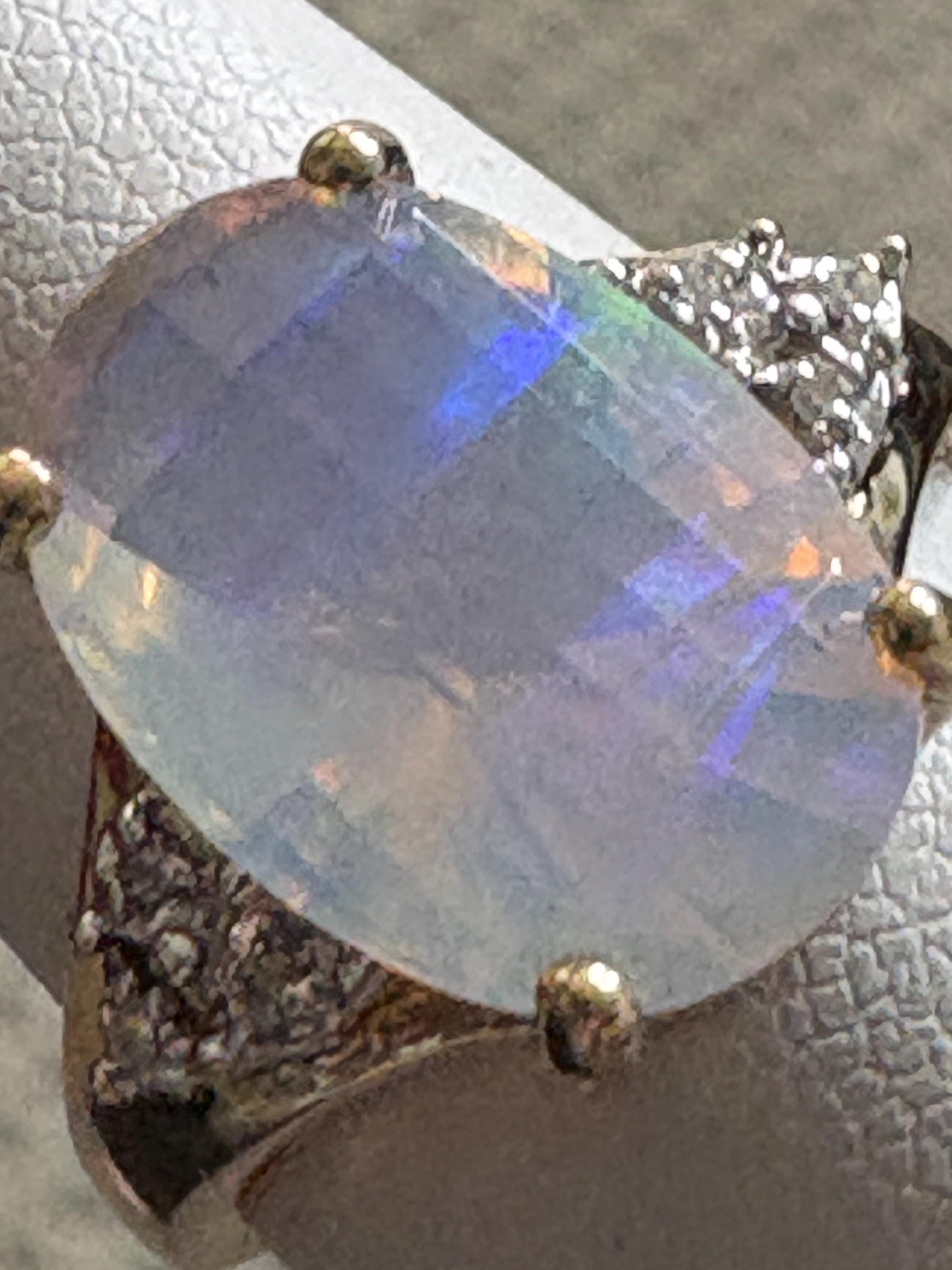 Fancy Cut Crystal Opal and Diamond Ring Solid 10k Gold size 6.75 - NewLifeJewelryVault