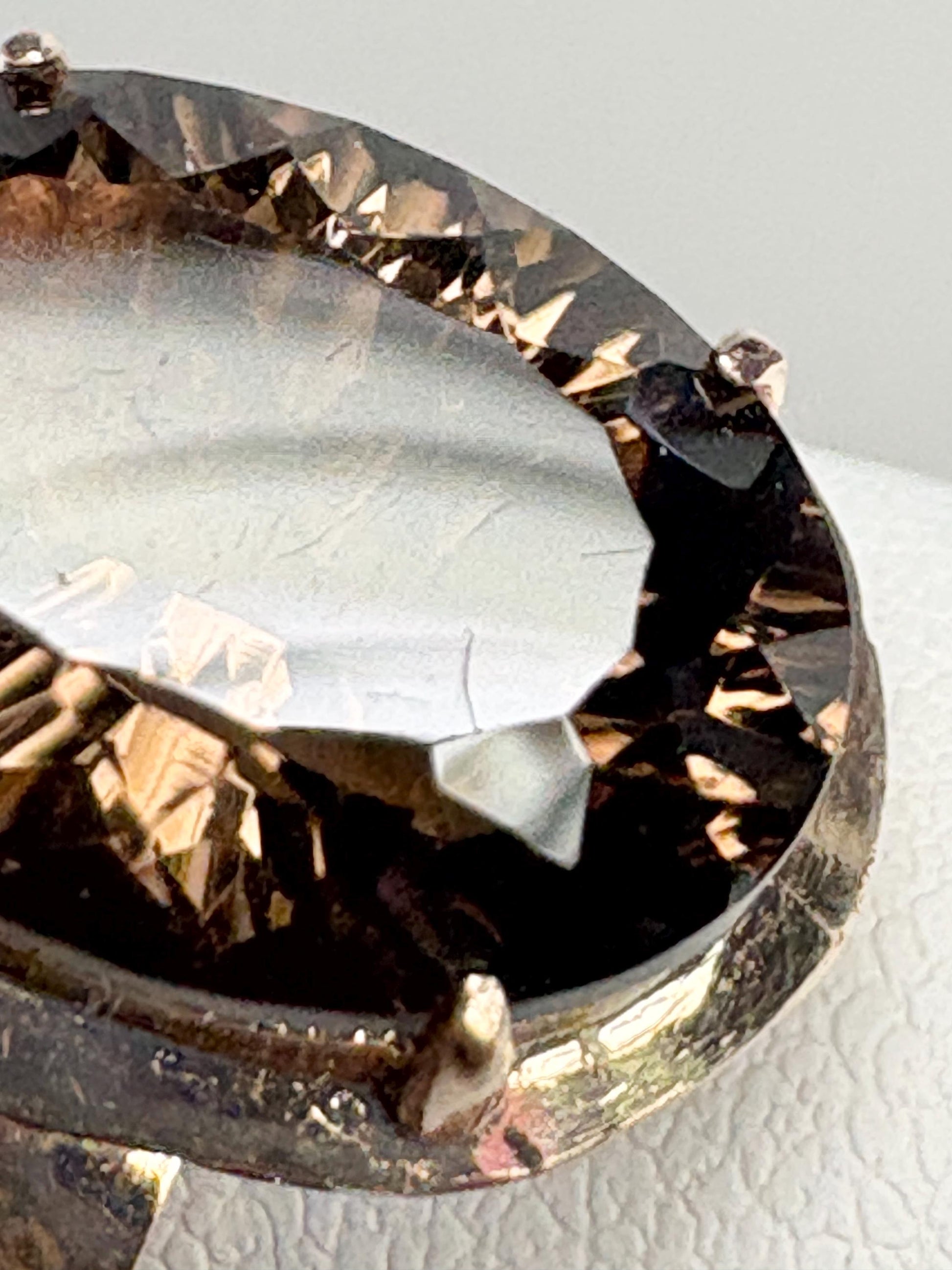 Vintage Arts and Crafts Ring with Fancy Cut Smokey Quartz Solid 10k Gold size 7.25 - NewLifeJewelryVault