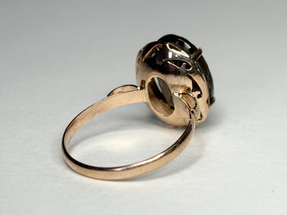 Vintage Arts and Crafts Ring with Fancy Cut Smokey Quartz Solid 10k Gold size 7.25 - NewLifeJewelryVault