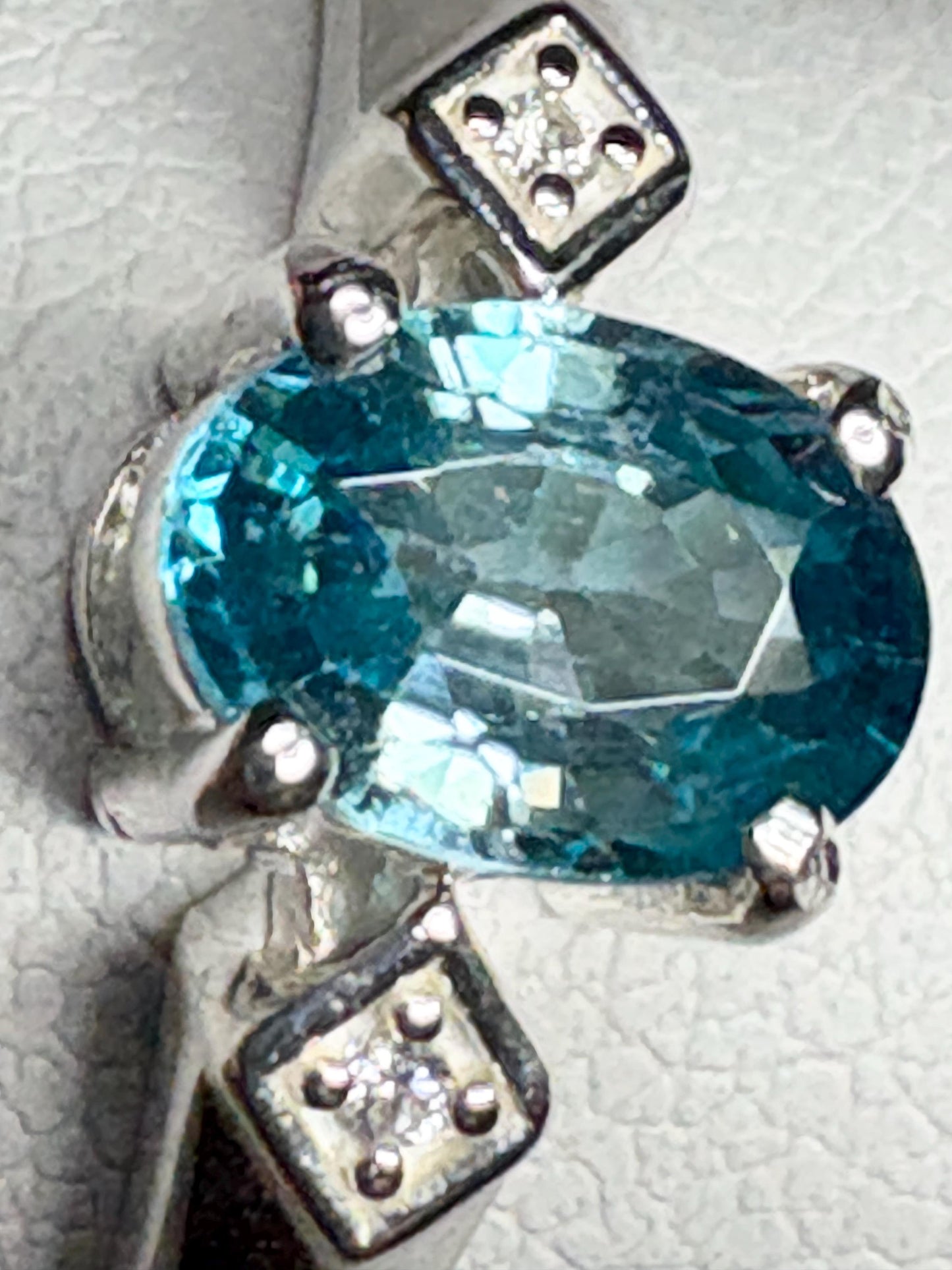 Blue and White Natural Zircon Ring Sterling Silver size 7 - NewLifeJewelryVault