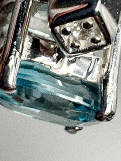 Blue and White Natural Zircon Ring Sterling Silver size 7 - NewLifeJewelryVault