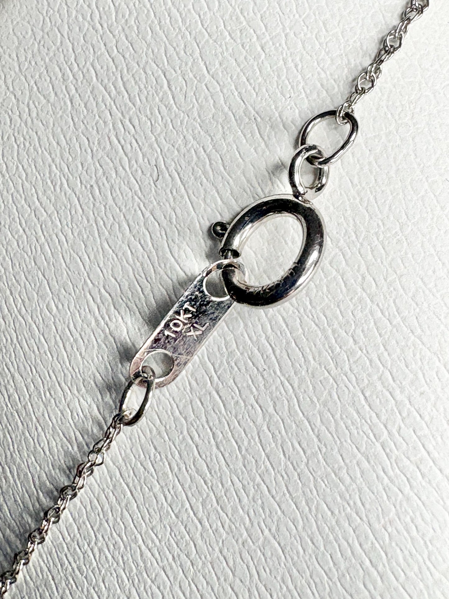 Pink Tourmaline and Diamond Pendant 14k White Gold on 10k Chain 18" - NewLifeJewelryVault