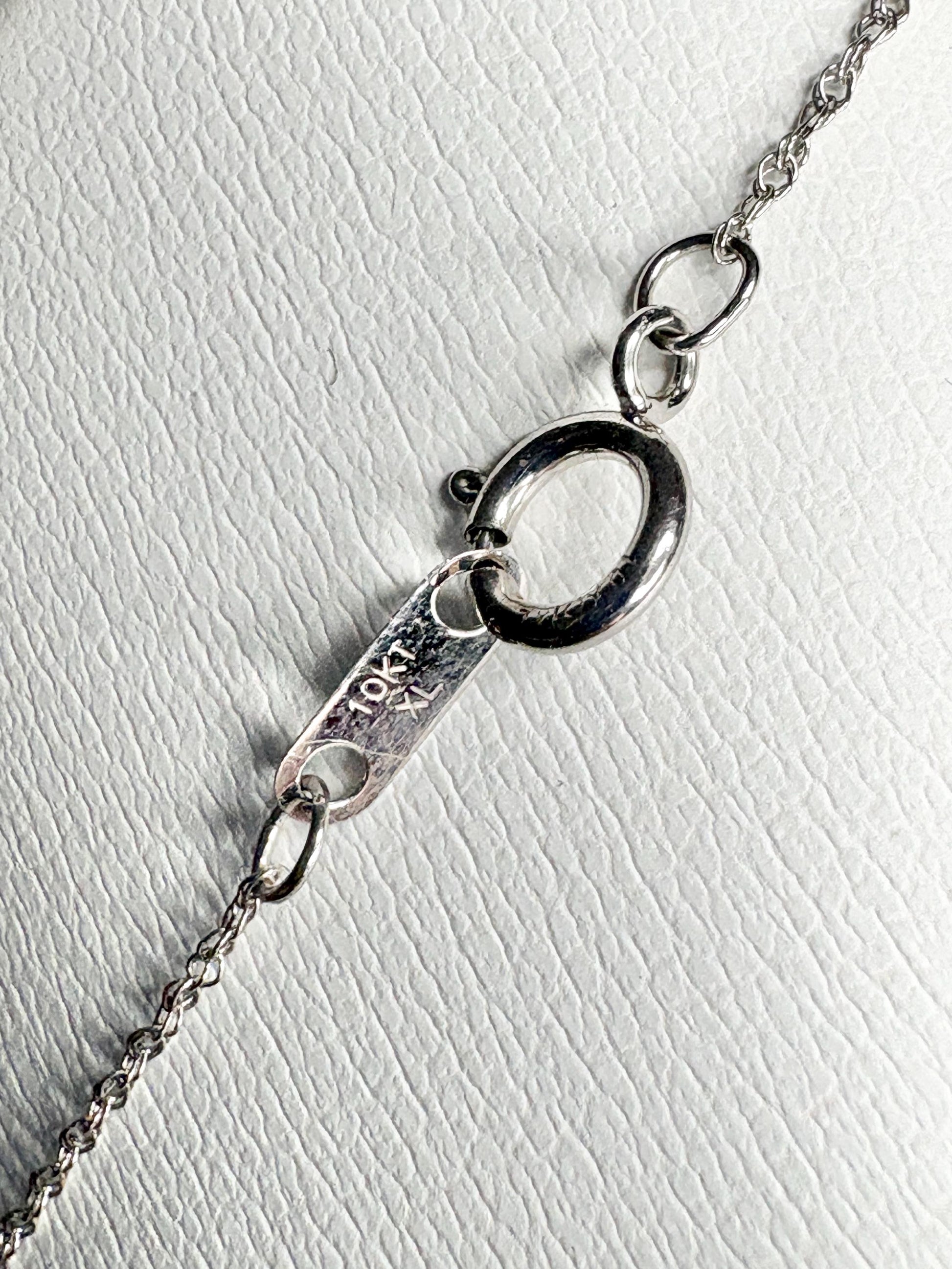 Pink Tourmaline and Diamond Pendant 14k White Gold on 10k Chain 18" - NewLifeJewelryVault