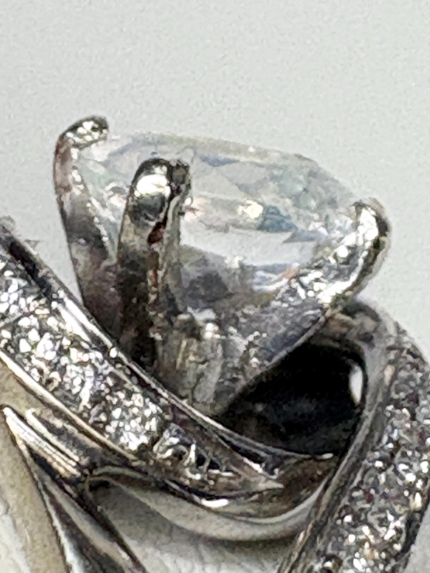 Madagascar Rainbow Moonstone Diamond Bypass Shane Co Ring Solid 14k White Gold size 8.25 - NewLifeJewelryVault