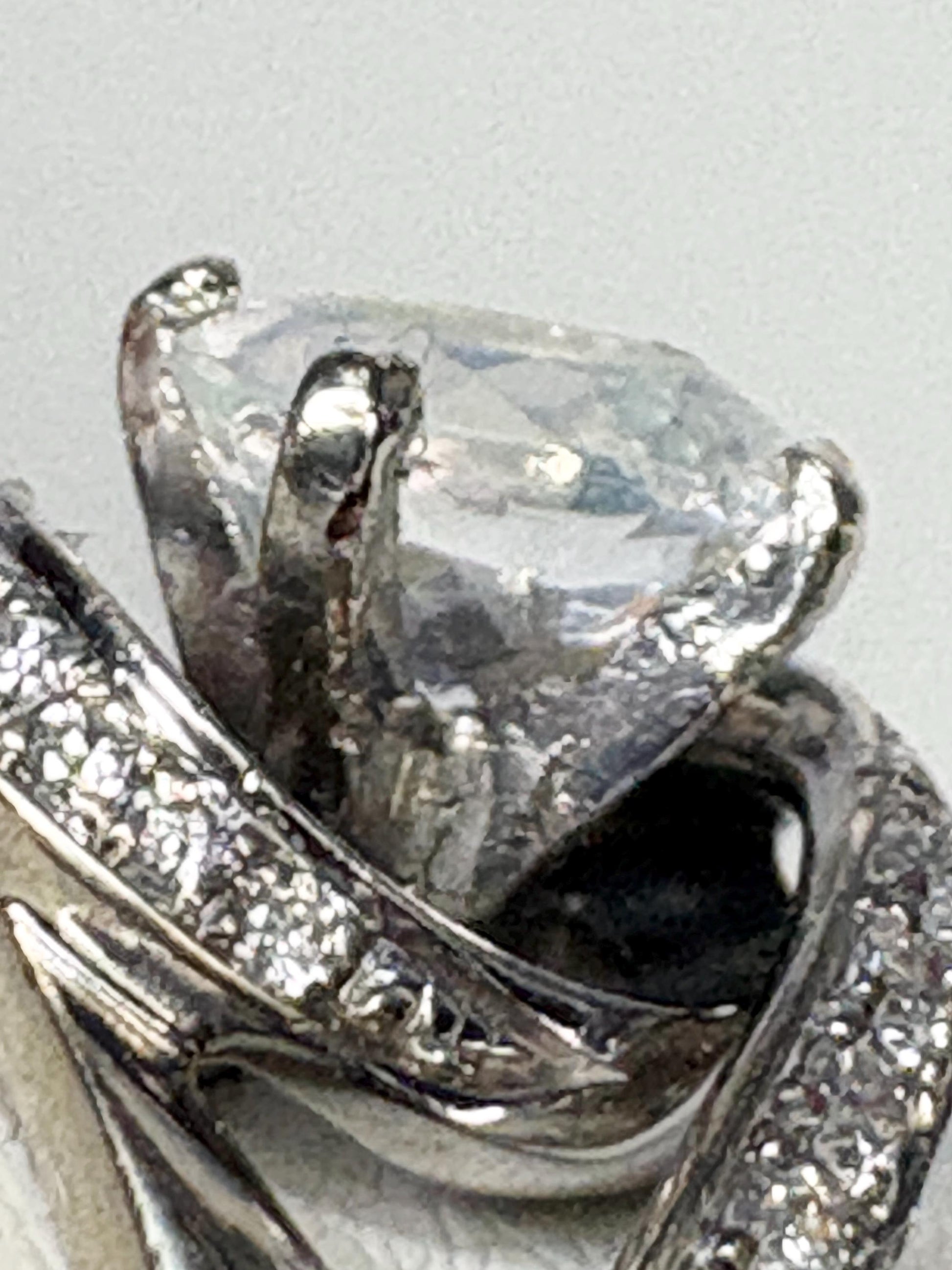 Madagascar Rainbow Moonstone Diamond Bypass Shane Co Ring Solid 14k White Gold size 8.25 - NewLifeJewelryVault
