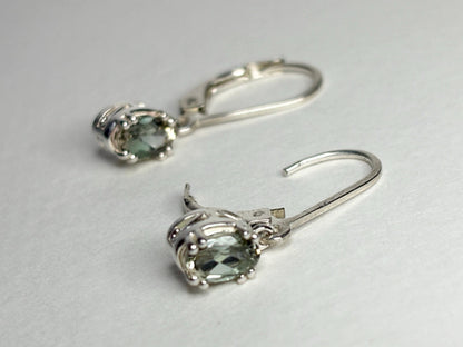 Green Oregon Sunstone Dangle Drop Lever Back Earrings Sterling Silver - NewLifeJewelryVault