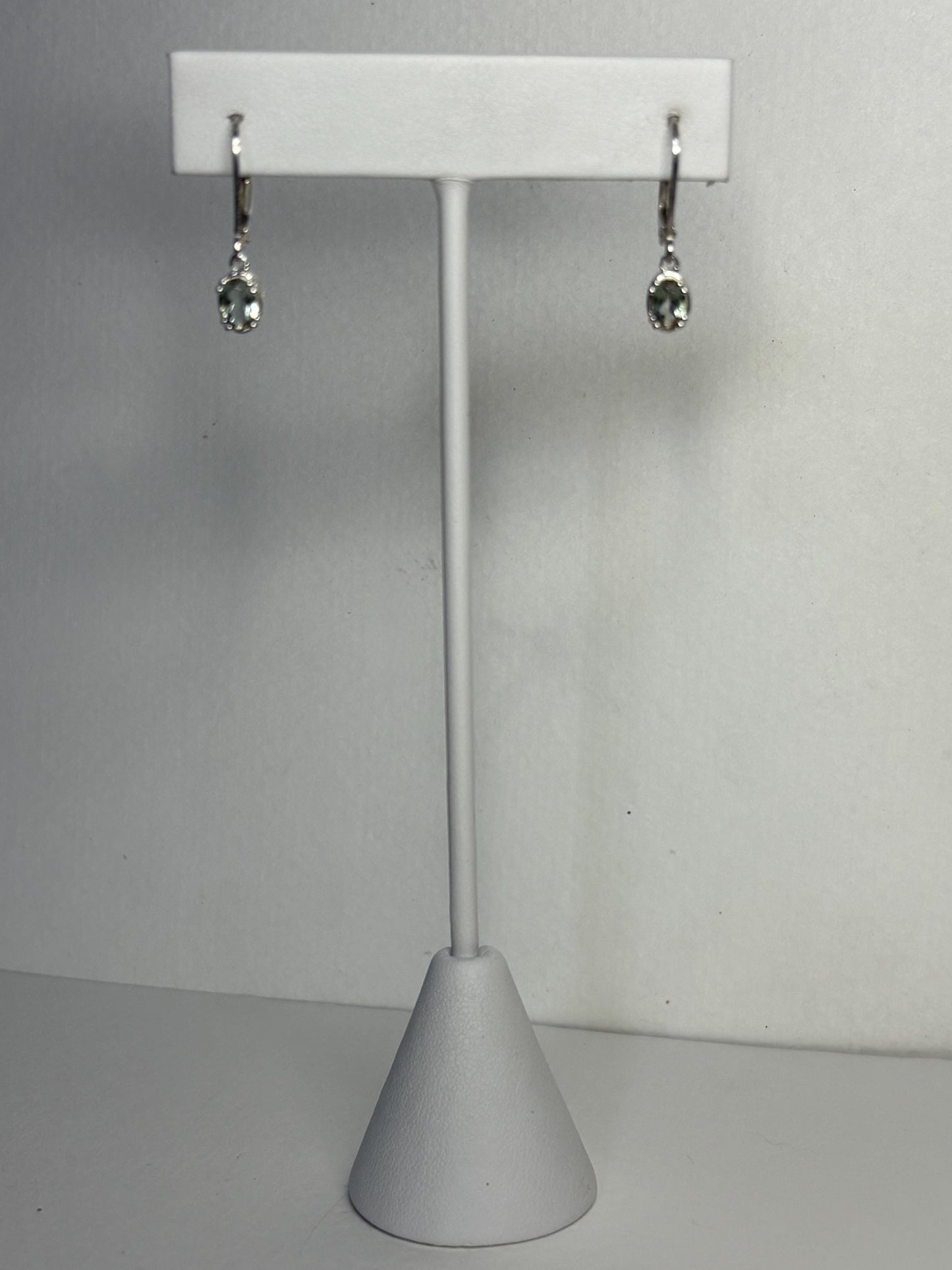 Green Oregon Sunstone Dangle Drop Lever Back Earrings Sterling Silver - NewLifeJewelryVault