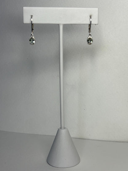 Green Oregon Sunstone Dangle Drop Lever Back Earrings Sterling Silver - NewLifeJewelryVault