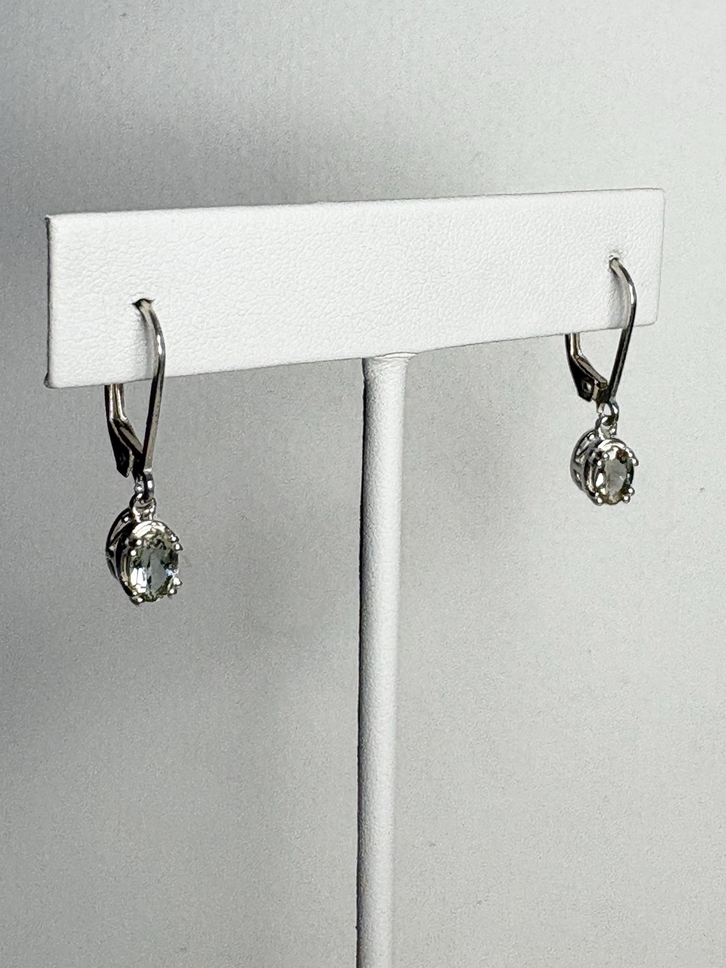 Green Oregon Sunstone Dangle Drop Lever Back Earrings Sterling Silver - NewLifeJewelryVault