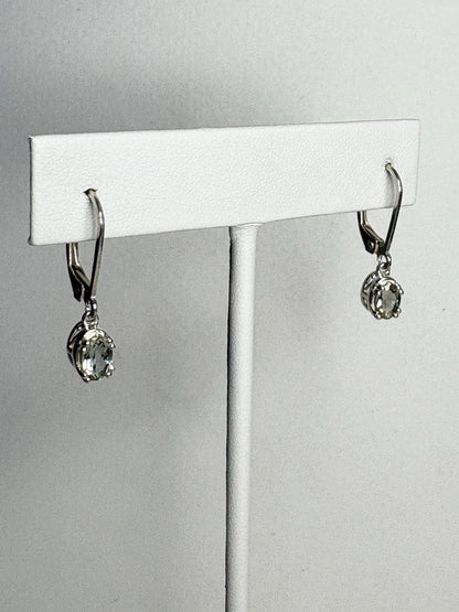 Green Oregon Sunstone Dangle Drop Lever Back Earrings Sterling Silver - NewLifeJewelryVault