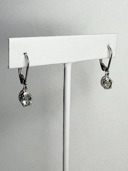 Green Oregon Sunstone Dangle Drop Lever Back Earrings Sterling Silver - NewLifeJewelryVault
