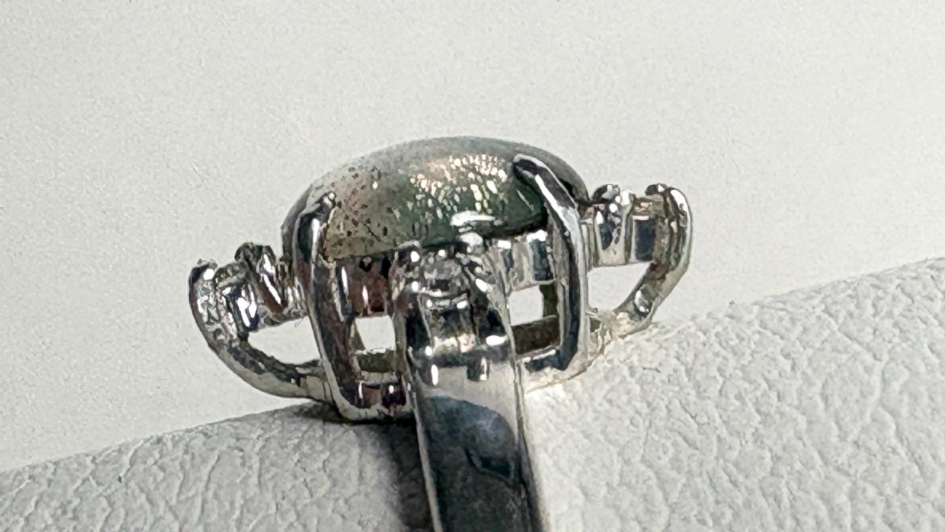 Oregon Sunstone Bi Color and Diamond Ring Sterling Silver size 7 - NewLifeJewelryVault