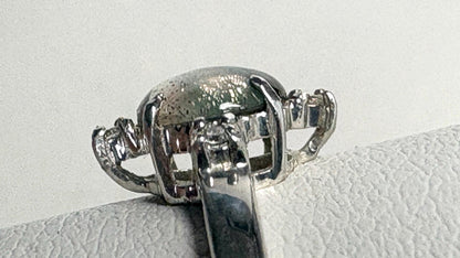 Oregon Sunstone Bi Color and Diamond Ring Sterling Silver size 7 - NewLifeJewelryVault