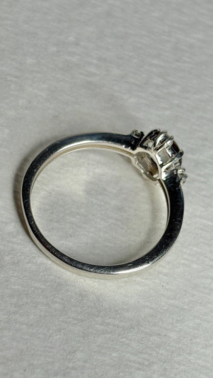 Oregon Sunstone Bi Color and Diamond Ring Sterling Silver size 7 - NewLifeJewelryVault