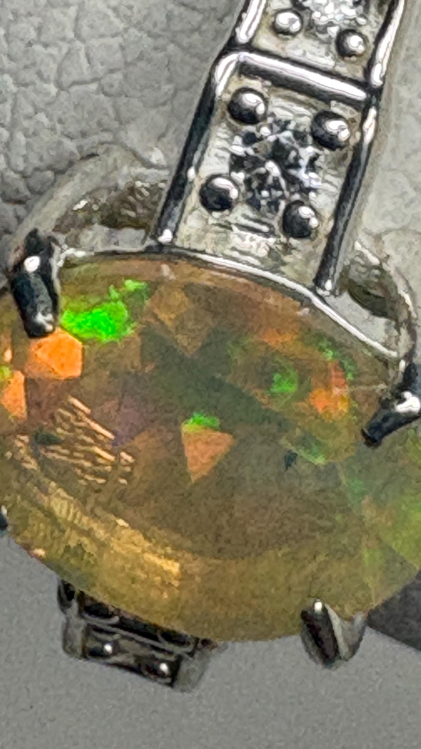 Ethiopian Wello Opal and Zircon Ring in Sterling Silver size 7 - NewLifeJewelryVault