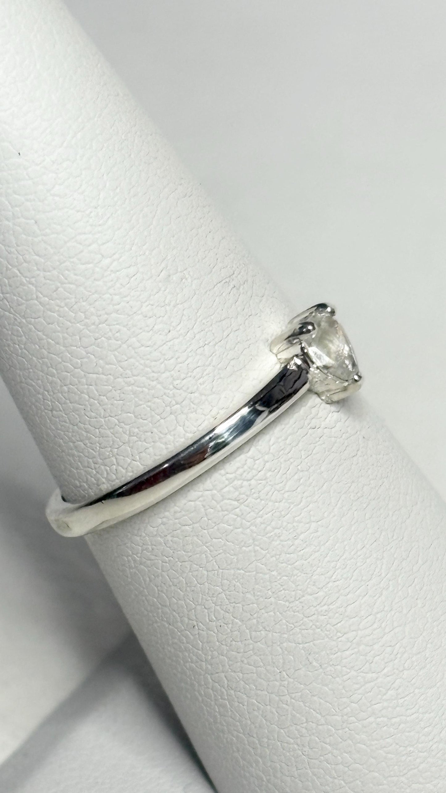 Madagascar Rainbow Moonstone Tear Pear Solitaire Ring in Sterling Silver size 7 - NewLifeJewelryVault