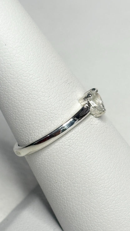 Madagascar Rainbow Moonstone Tear Pear Solitaire Ring in Sterling Silver size 7 - NewLifeJewelryVault