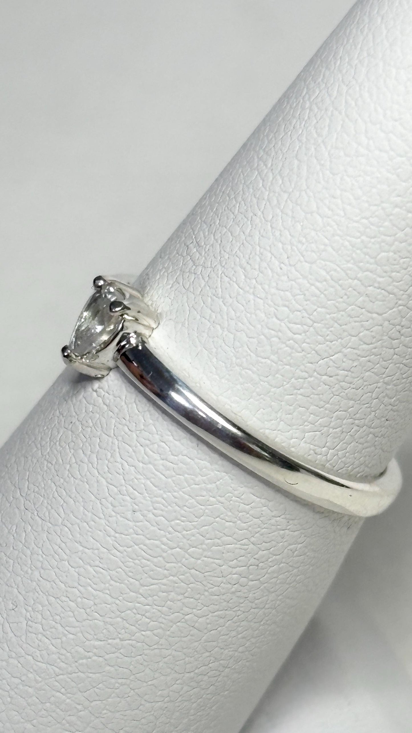 Madagascar Rainbow Moonstone Tear Pear Solitaire Ring in Sterling Silver size 7 - NewLifeJewelryVault