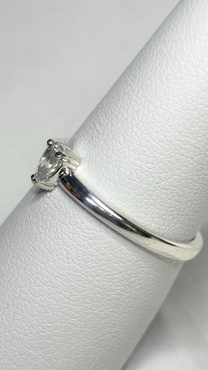 Madagascar Rainbow Moonstone Tear Pear Solitaire Ring in Sterling Silver size 7 - NewLifeJewelryVault