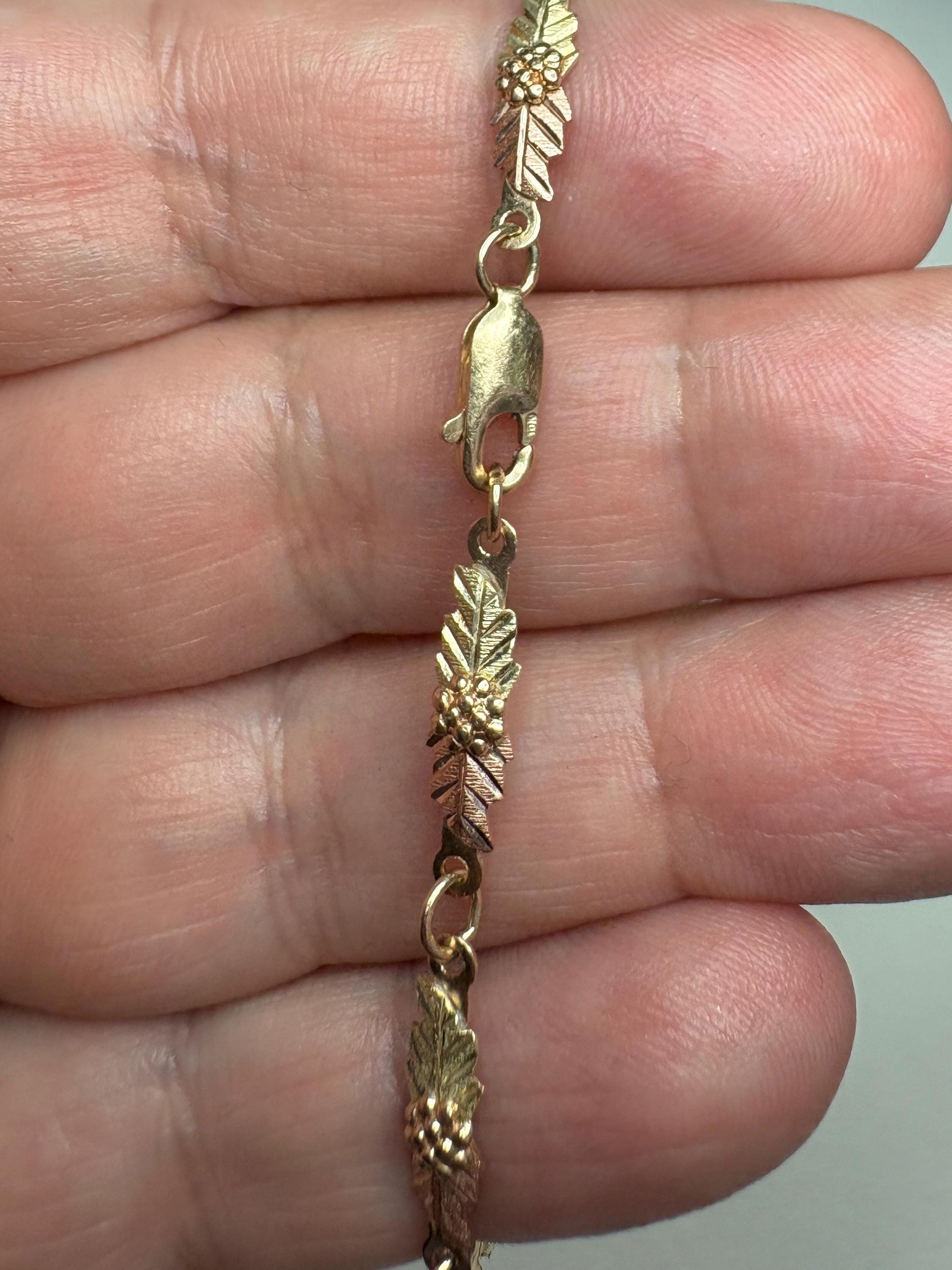 Black Hills Gold Bracelet by Coleman Solid 10k Tri Color Gold 7.3" - NewLifeJewelryVault