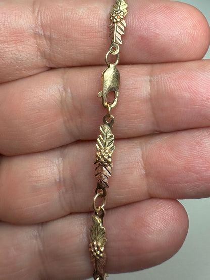 Black Hills Gold Bracelet by Coleman Solid 10k Tri Color Gold 7.3" - NewLifeJewelryVault