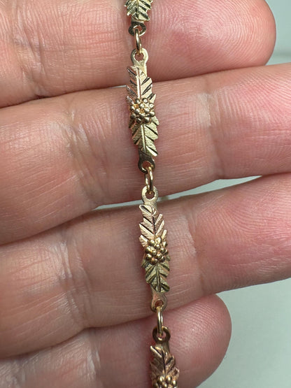 Black Hills Gold Bracelet by Coleman Solid 10k Tri Color Gold 7.3" - NewLifeJewelryVault